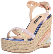 Nine West Women's Caress3 Wedge Sandal, Natural Multi 800, 8.5