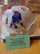 STANLEY MORGAN Signed Autograph NFL New England Patriots Throwback Mini Helmet