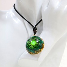 Natural Malachite Orgonite Pendant Healing Talisman Women Men Yoga Necklace