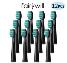 Fairywill Replacement Heads x 12 Soft Bristles For Sonic Electric Toothbrush DE