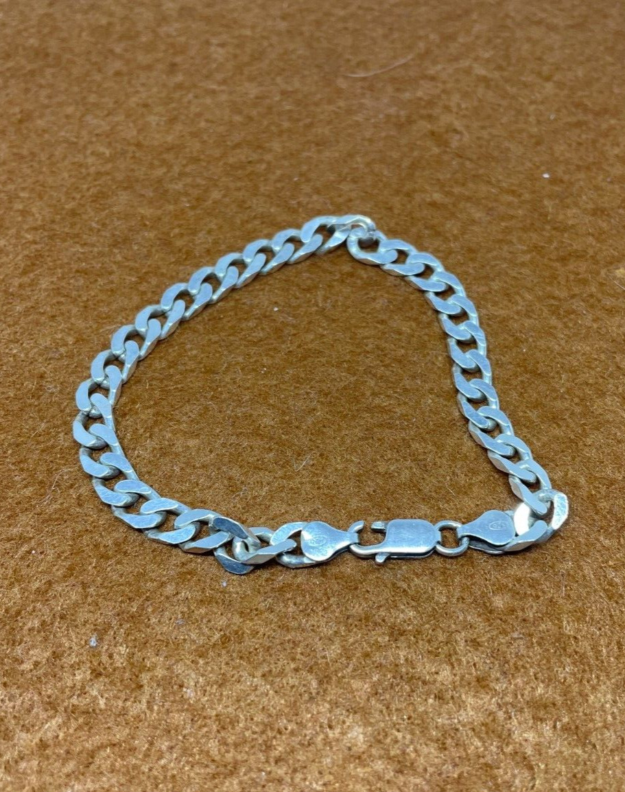 SOLID STERLING SILVER CURB LINK LINK BRACELET 15G… - image 1
