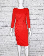 VERSACE Vintage Red Wool Logo Button Bateau-Neck Scoop-Back NWT Dress