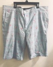 Company Eighty One Bermuda Shorts Men Sz 36 Blue Pink All Over Flamingo Graphics