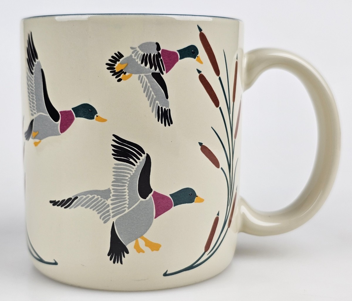 Mallard Ducks In Flight Flying Cattail Reeds Hunting Char KIC Mug