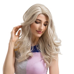 Trendy Women Gray White Hair Wig 24 Long Wavy Curly Full Head