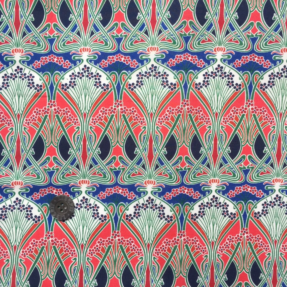 LIBERTY OF LONDON Liberty Tana Lawn™ Stoff *Ianthe* ~ 42cm breit x 48cm lang - knallrot, blau