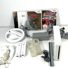 Tested ✅ Wii RVL-001 EUR White - 2 Controllers Wheel Zelda Ferrari