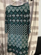 Vince Camuto Size 8 Quarter Sleeve Crew Neck Geometric Pattern Sheath Dress