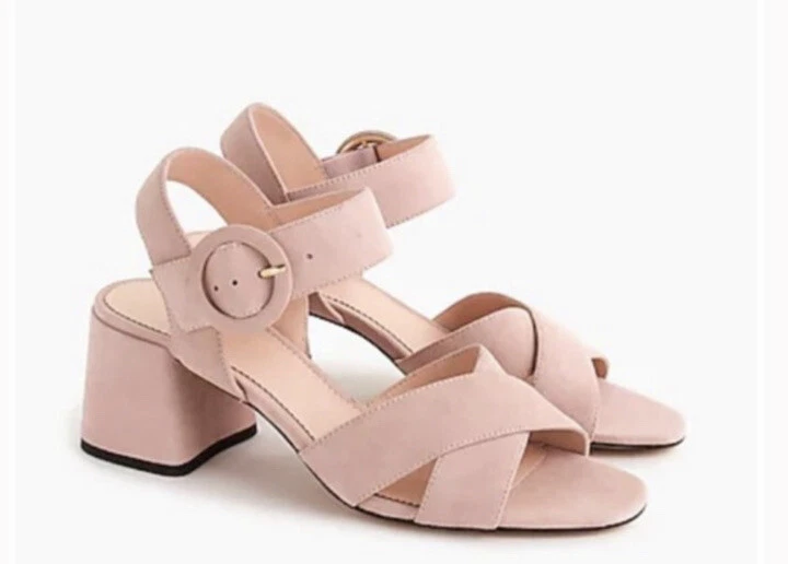 J.Crew Suede Penny sandals J8229 SUBTLE PINK block Size 8 1 2 158
