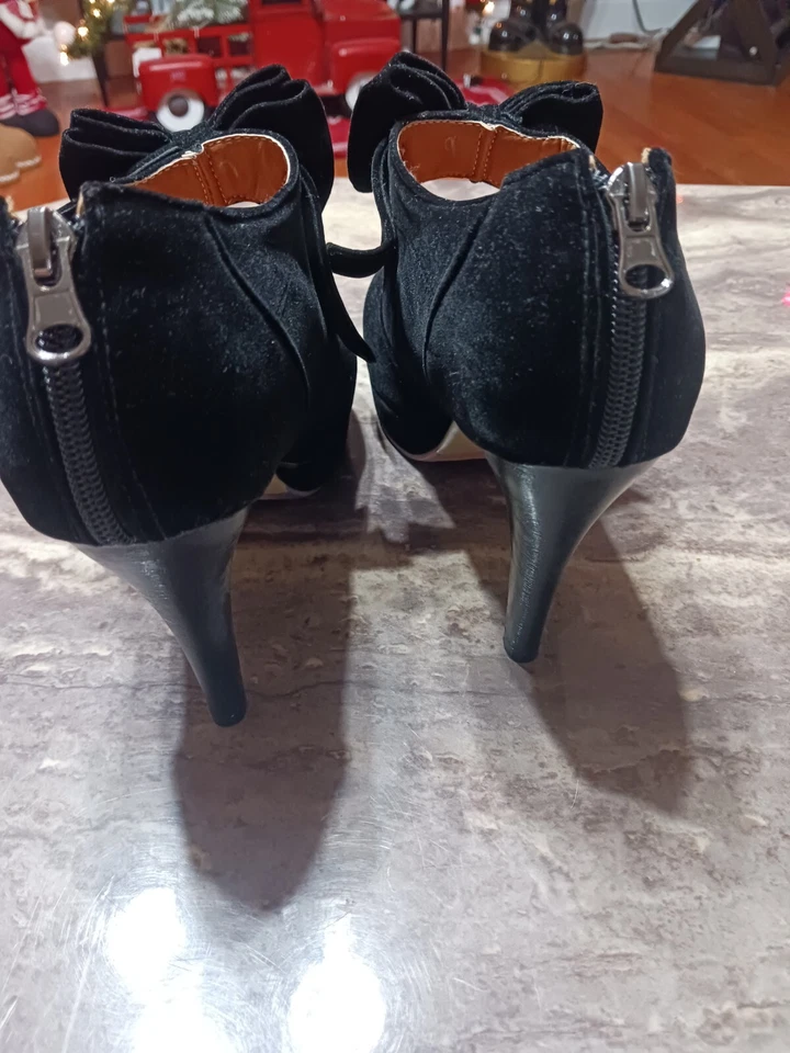 Botas para mujer punta redonda pajarita hueca tacón de aguja talla 10 Whimsigoth  Foto 4 de 4