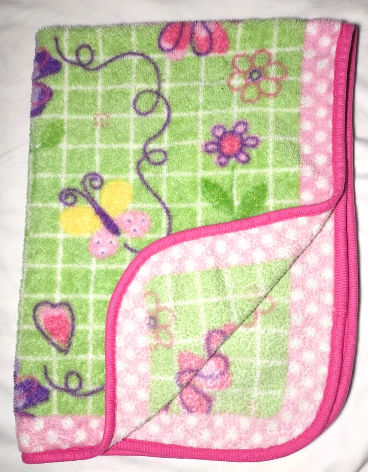 Manta bebé flor mariposa verde rosa púrpura brote de frijol difícil de encontrar niña Foto 2 de 4