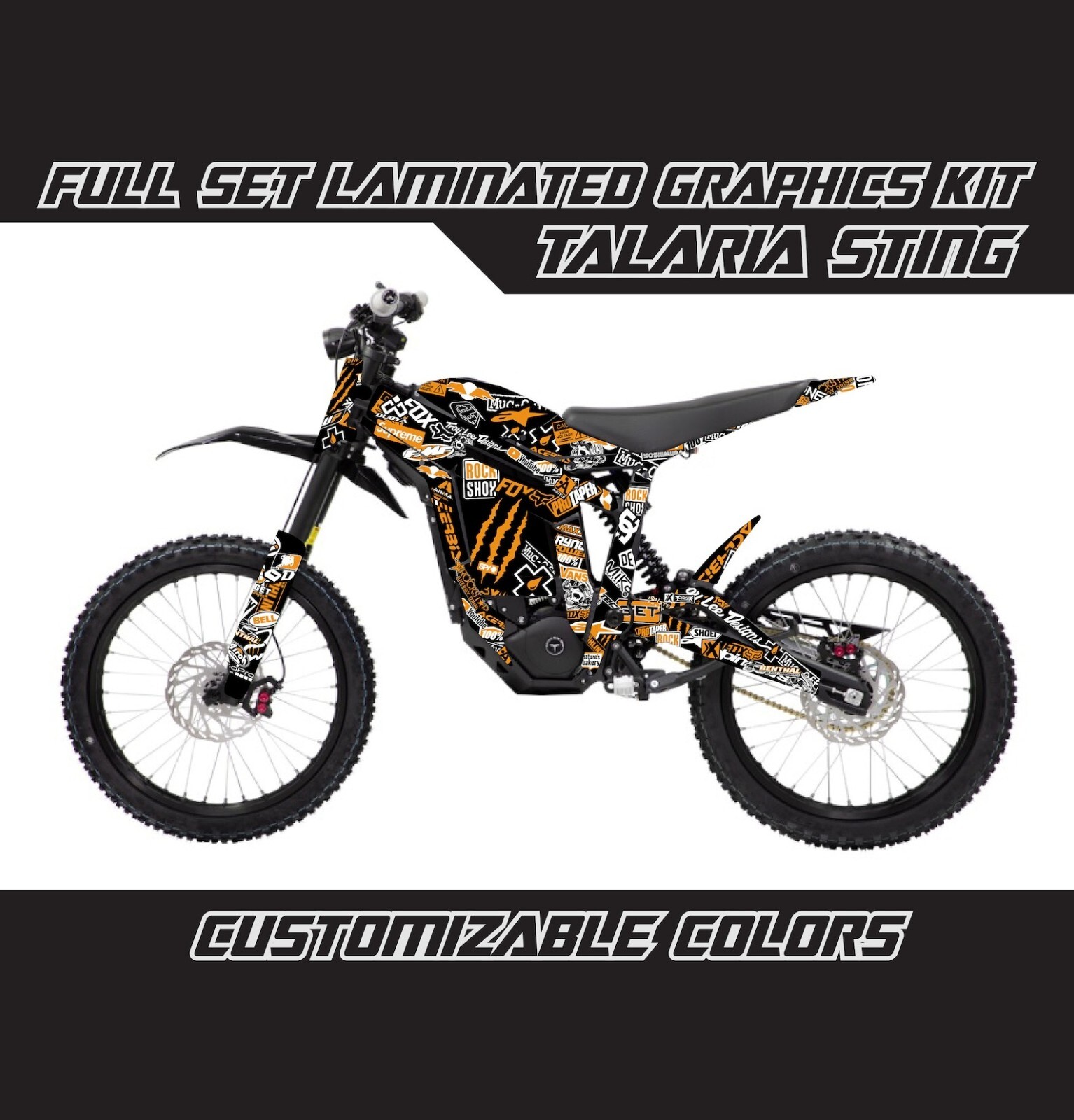 TALARIA STING Orange Black Stickerbomb Decals Stickers Skin Wrap Graphics Kit