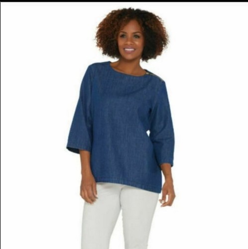 Martha Stewart Denim Top Blouse Plus 