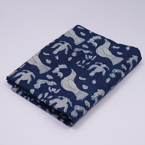 Indian Handmade 5 Yard Animal Block Print Sewing Craft Fabric Natural Color Fab - Picture 7 of 7