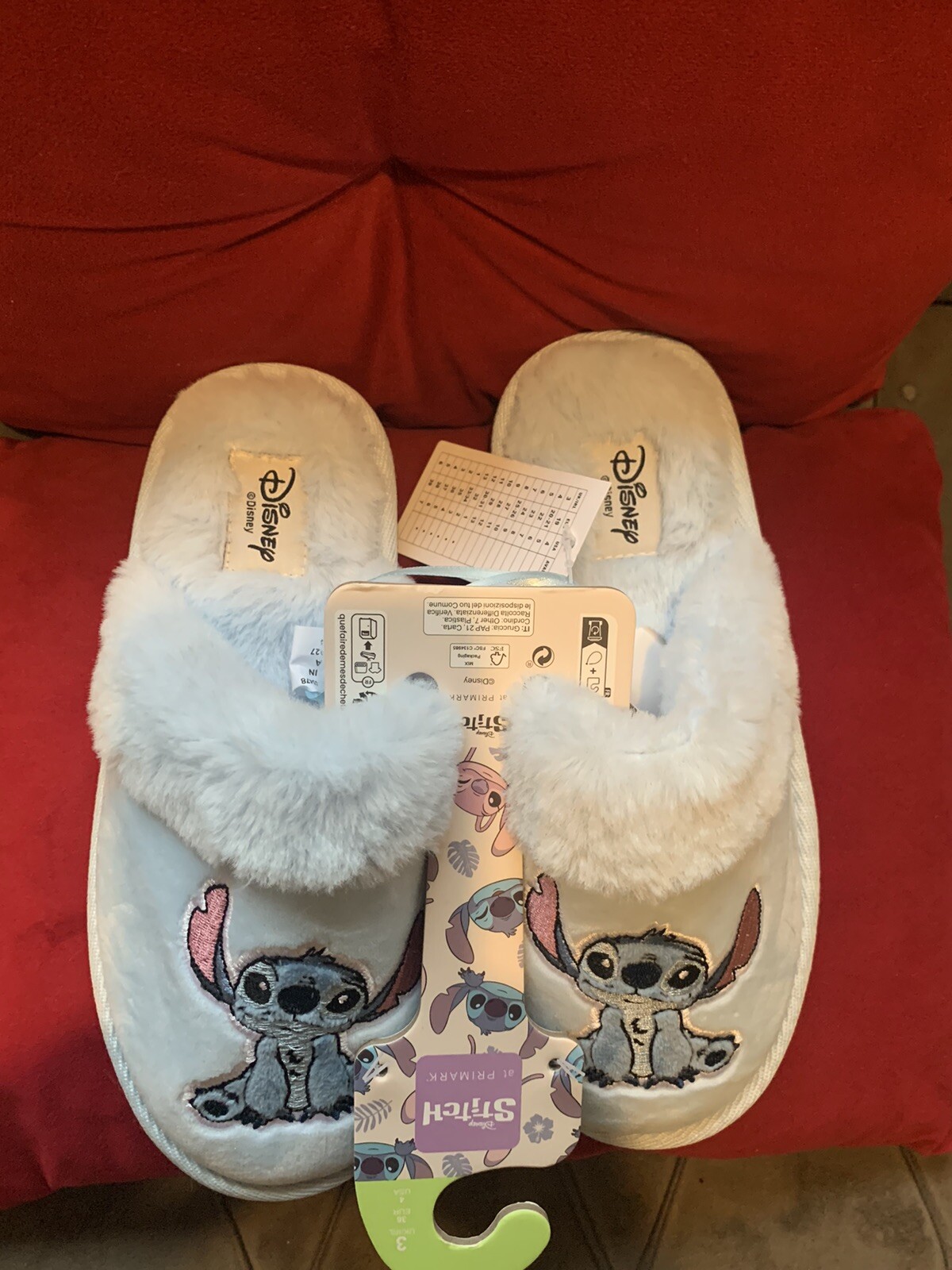 SAOLA Pantofole Disney Lilo & Stitch morbide comode blu soffici suola rigida taglia 3 nuove