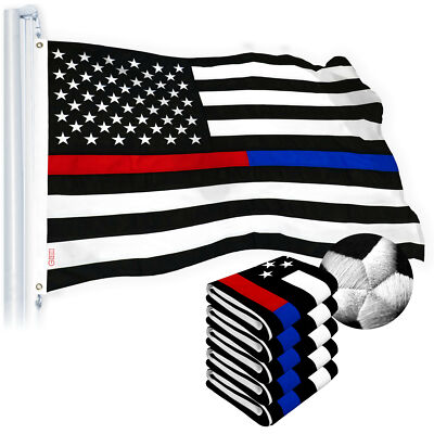 NEW G128 Thin Blue & Red Line Flag 5-Pack 4x6 FT, Embroidered Spun Polyester