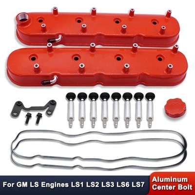 For LS1 LS2 LS3 GM Aluminum Tall Valve Covers w/Coil Mounts Red