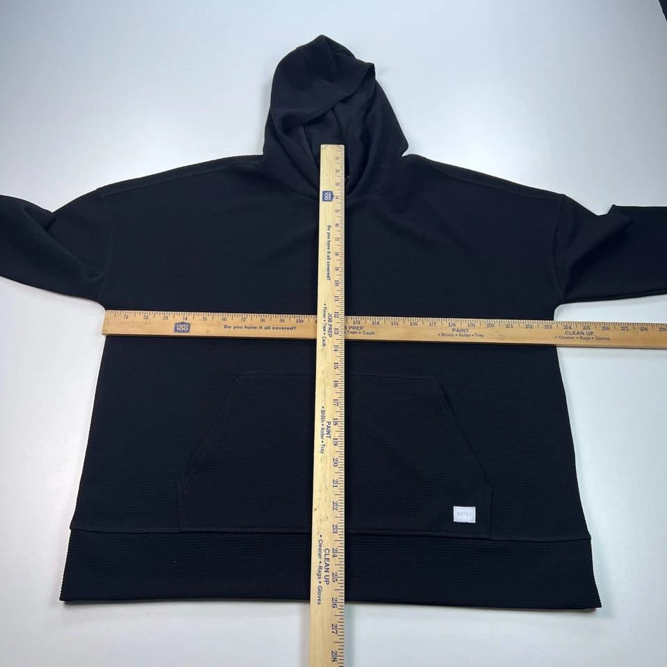 Soybu Sudadera con Capucha Texturizada Para Mujer Grande Negra Sudadera con Capucha Pullover Elastizada Foto 4 de 4