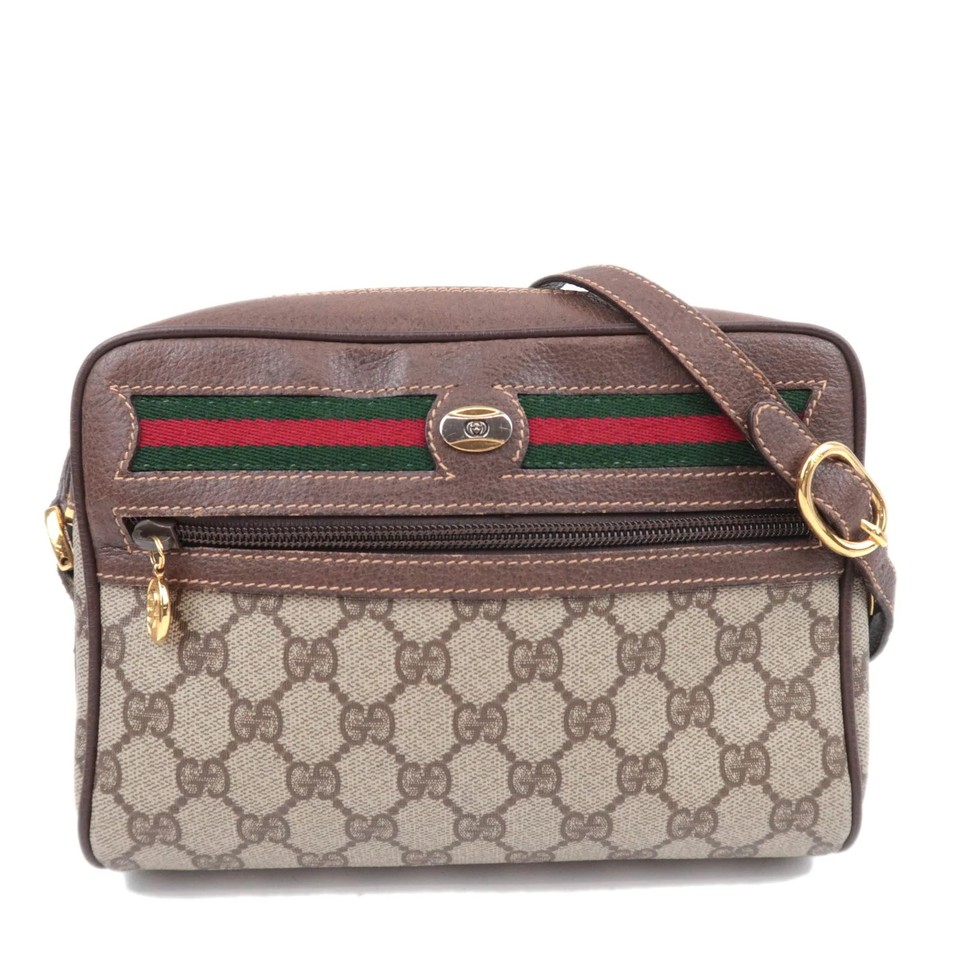 GUCCI Sherry Line GG Supreme Crossbody Shoulder Bag PVC Brown 001.115.6655 Auth