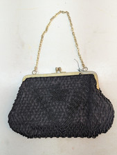 Walborg Black Beaded/Decorated Evening Clutch Purse Handmade Hong Kong