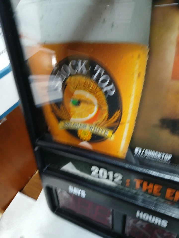 Vintage SHOCK TOP END OF THE WORLD WHEAT Beer Light Up Bar Sign Countdown New - Image 3 of 4