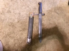 Good WW2 1940s Italian M1891 Carcano Rifle Bayonet Leather Scabbard Gnutti