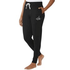 Calvin Klein Women's French Terry Lounge Joggers in Black Cotten Blend Size SP