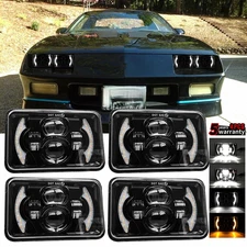4PCS for Chevrolet Camaro Z28 Coupe 4x6" LED Headlights Hi-Lo Turn signal DRL H4