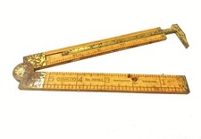 Vintage Stanley No. 36-1/2L Boxwood & Brass Folding Caliper Rule Made In USA