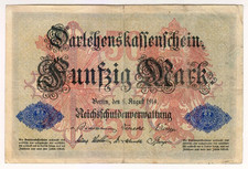 1914 Germany 50 Mark 1020441 Reichbanknote Paper Money Banknotes