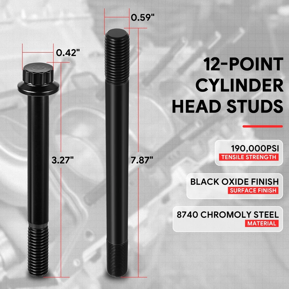 For 2008-2010 Ford F250 F350 F450 F550 SD 6.4L 12-Point Cylinder Head Stud Kits - Image 2 of 4