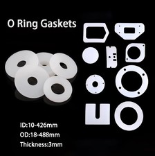 3mm Thick White Silicone High Temp Pad Flat Washer O Ring Gaskets ID 10mm-426mm