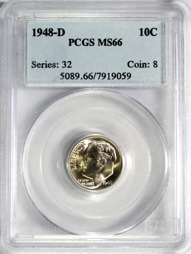 1948-D Roosevelt Dime PCGS MS66 #GA6-59 "90% Silver"