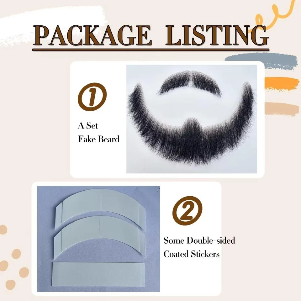 Barba Falsa Bigote Realista Grande Cabra Falsa 100% Cabello Humano Corbata Mano Completa... Foto 2 de 4