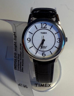 Timex INDIGLO Night-Light Women's T2N6879J Textured Dial Leather Needs Battery
