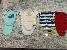 Assorted Baby Boy Newborn One Piece, Body Suit, Gerber, Carters, Etc, LOT OF 4