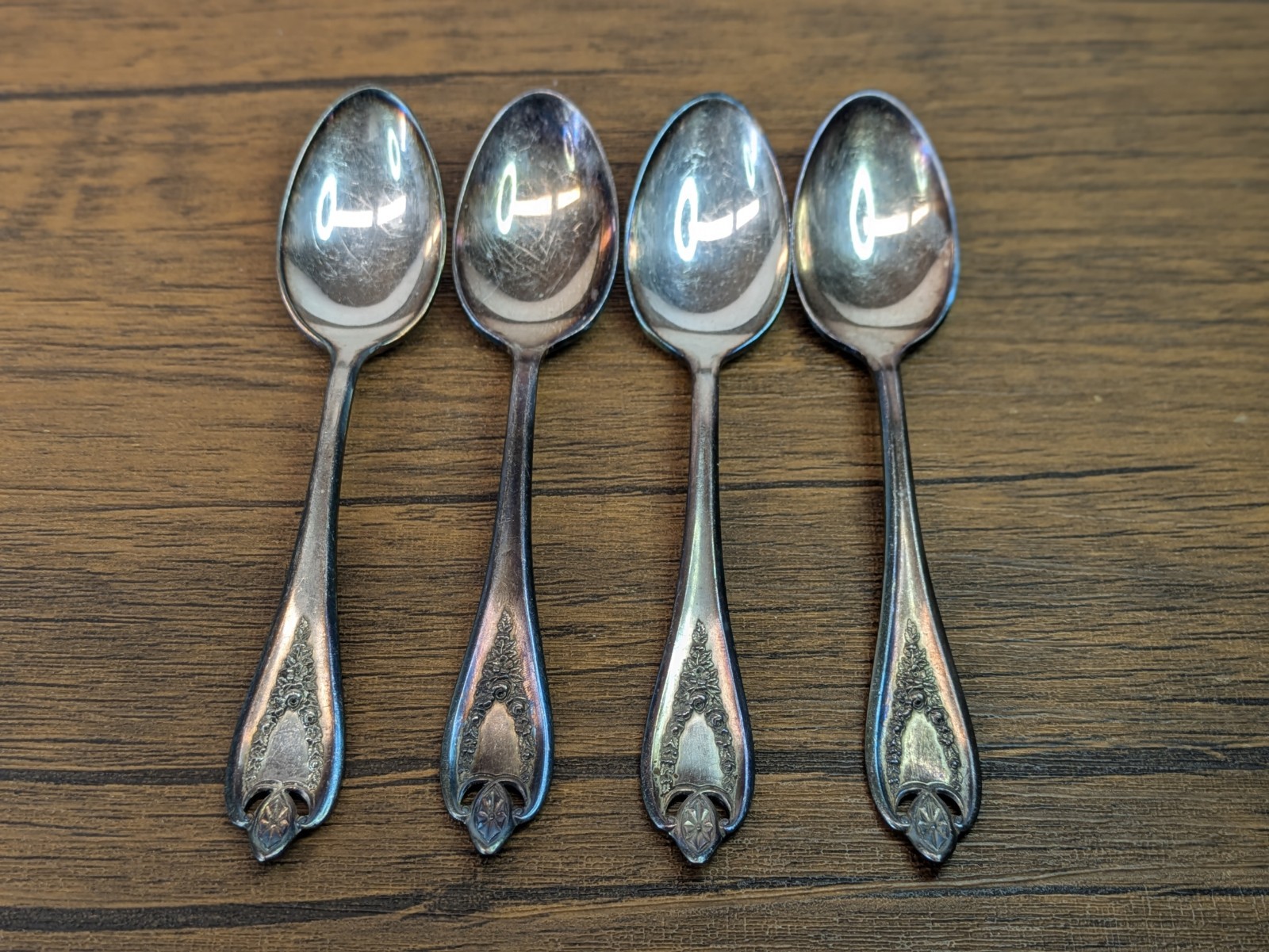 Antique - c. 1910s Set of 4 1847 Rogers Bros. XS Triple Silver Plated Spoons