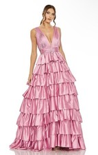 Mac Duggal 67994 Sz 12 Orchid Pink Tiered Satin Ball Gown $498