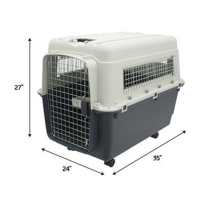 X-Large Dog Kennel Airline Approved Travel Pet Crate Wheels Heavy