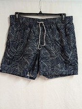 Goodfellow  Co Men  s Swim Trunks/Shorts Leaves Pattern Navy Sz Large EUC