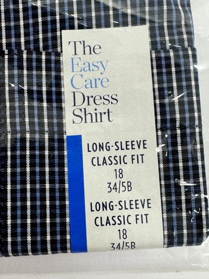 Camisa de vestir Croft & Barrow The Easy Care calce clásico para hombre azul marino dúo 18 34/5B nueva con etiquetas Foto 3 de 4