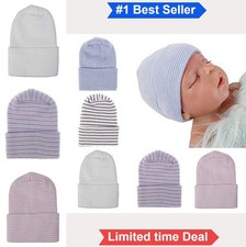 Newborn Hospital Hat Baby Caps with Bow Soft Cotton Beanie 0-6 Months