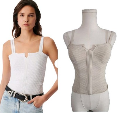 IRO Nicea Womens Textured Square Neck Sleeveless Tank Top Beige Size XS XSmall