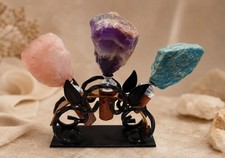 3 alte Zierkorken & Metallst&auml;nder Zierst&ouml;psel mit Halbedelsteinen Rosenquarz u.a