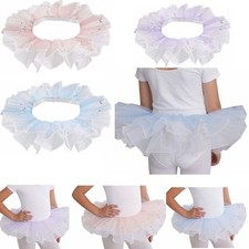 Girls Ballet Theme Skirts Modern Dancewear Dance Layered Latin Glittery Stage