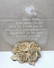 Sentimental Mothers Gift Light Up Heart Dear Mom Quotes Gold Plaque For Mom