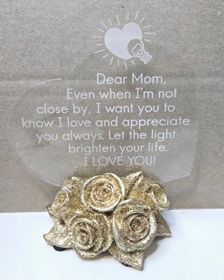 Sentimental Mothers Gift Light Up Heart Dear Mom Quotes Gold Plaque For Mom