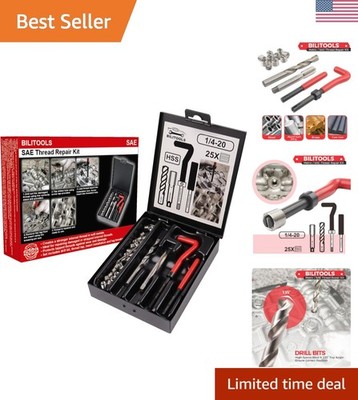 1/4-20 inch Thread Repair Kit, HSS Drill Helicoil Repair Kit SAE