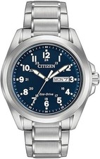 Image of Citizen Mens watch Eco-Drive Bracelet with Blue Dial AW0050-58L