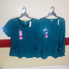 Scrubstar Women's Scrub Top  Warm-Up Jacket Set Sz XL Active Green Gardens NEW